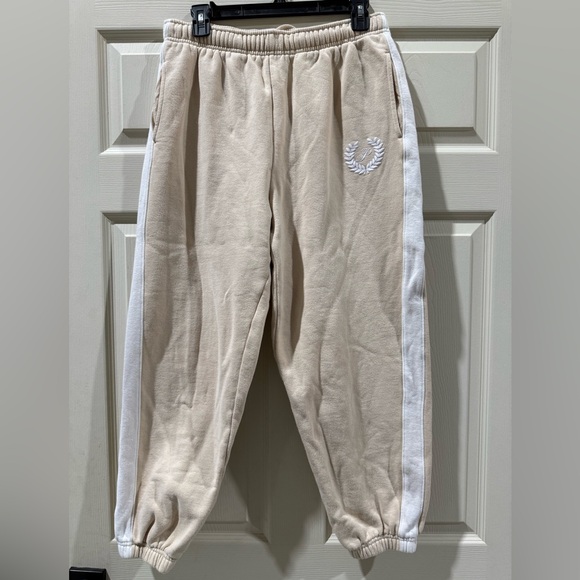 PINK Victoria's Secret Pants - Beige Joggers with White Stripes